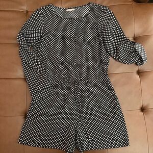 LOFT Black and White Patterned Romper